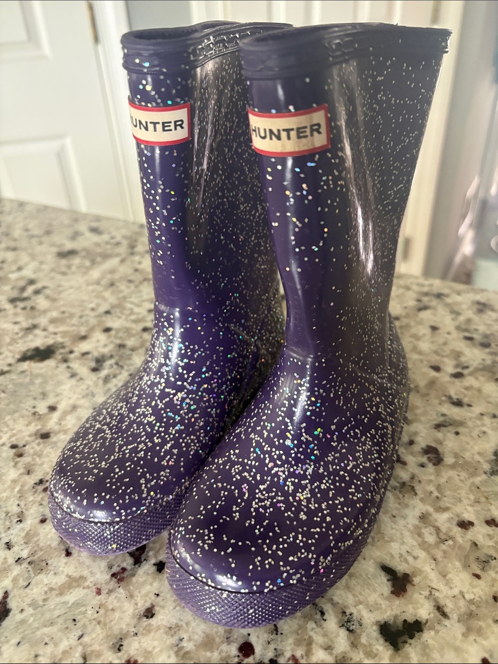 Hunter Kids Purple Glitter Rain Boots